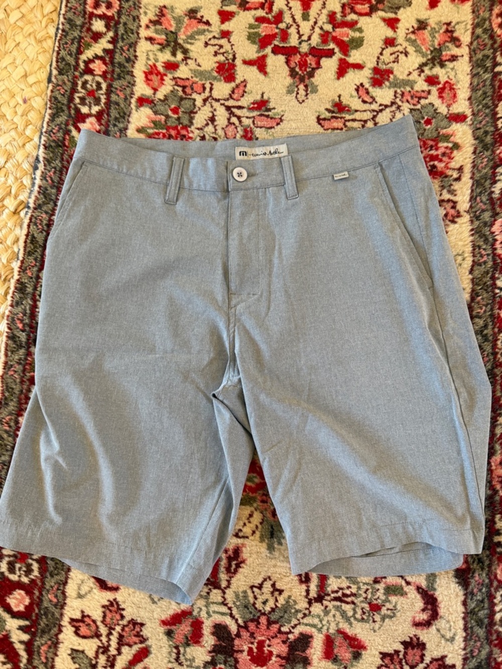 Travis Mathew Men's Heathered Light Blue Flat Front Shorts